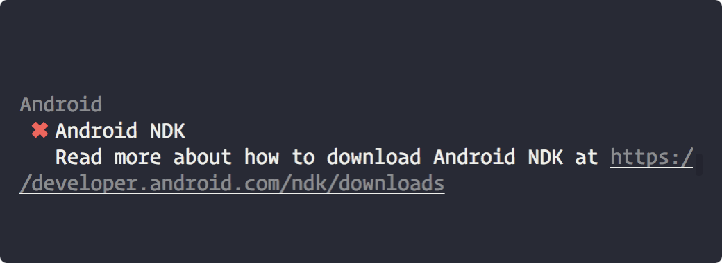 Doctor command with a link to help on Android SDK's installation Doctor command with a link to help on Android SDK's installation